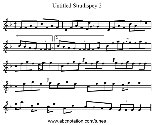 Untitled Strathspey 2 - staff notation