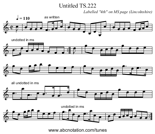Untitled TS.222 - staff notation