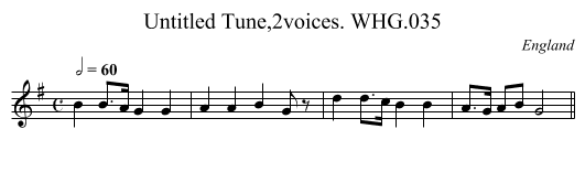 Untitled Tune,2voices. WHG.035 - staff notation
