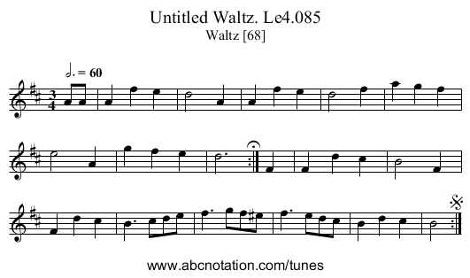 Untitled Waltz. Le4.085 - staff notation