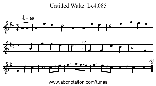 Untitled Waltz. Le4.085 - staff notation