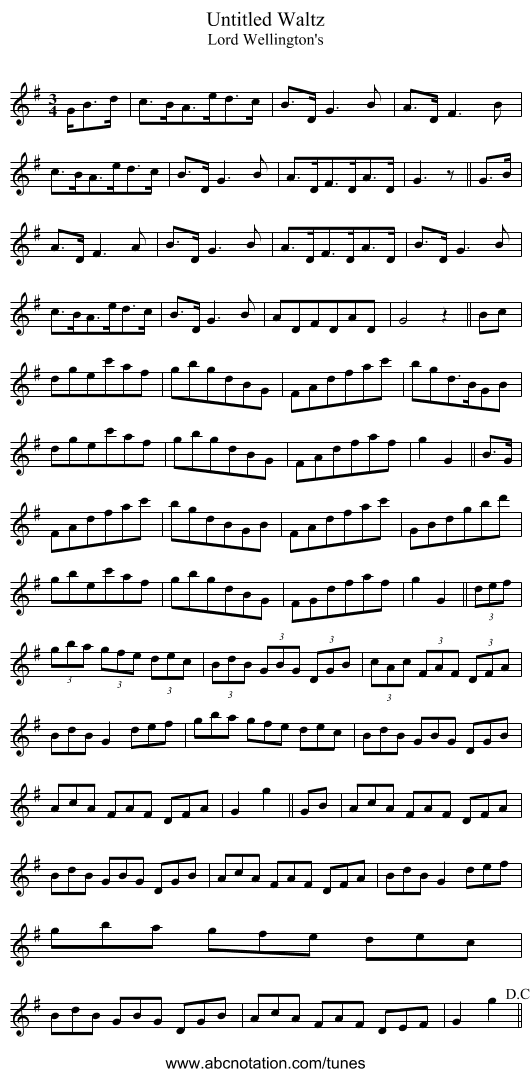 Untitled Waltz - staff notation