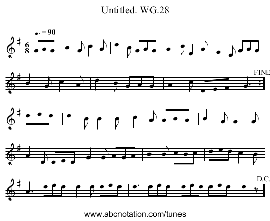 Untitled. WG.28 - staff notation