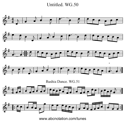Untitled. WG.50 - staff notation