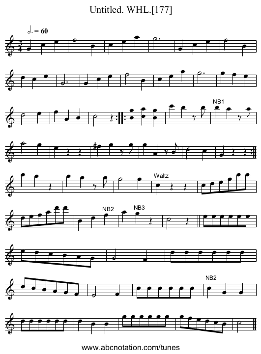 Untitled. WHL.[177] - staff notation