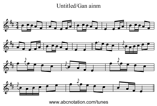 Untitled/Gan ainm - staff notation