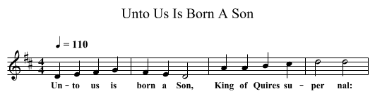Unto Us Is Born A Son - staff notation