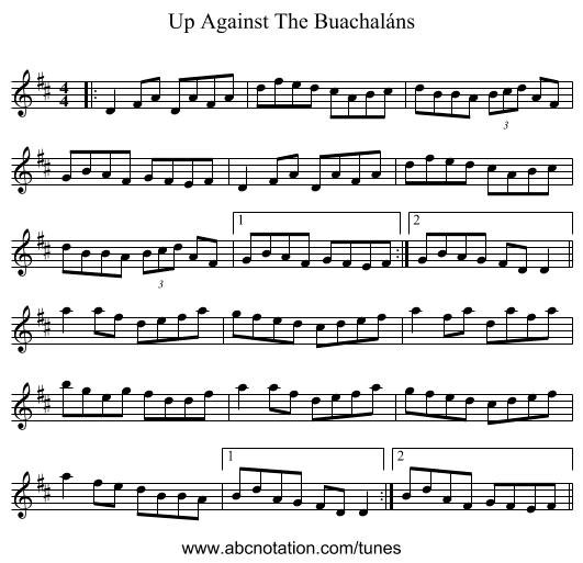 Up Against The Buachaláns - staff notation