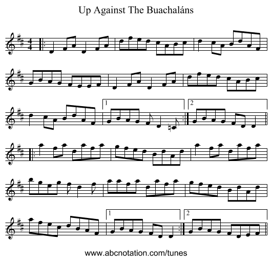 Up Against The Buachaláns - staff notation