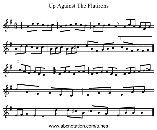 Up Against The Flatirons - staff notation