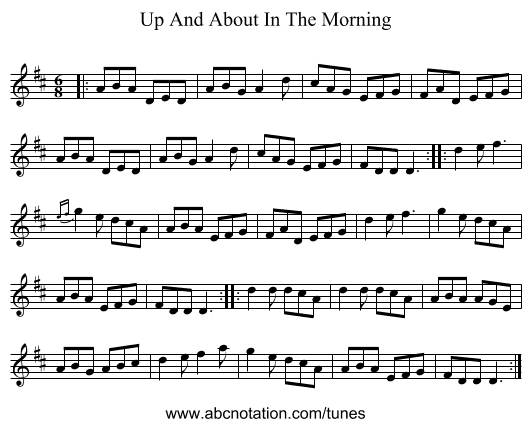 Up And About In The Morning - staff notation