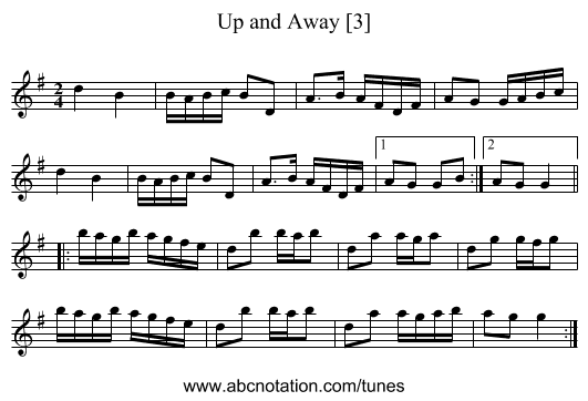 Up and Away [3] - staff notation