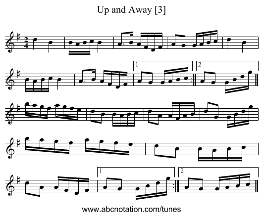 Up and Away [3] - staff notation