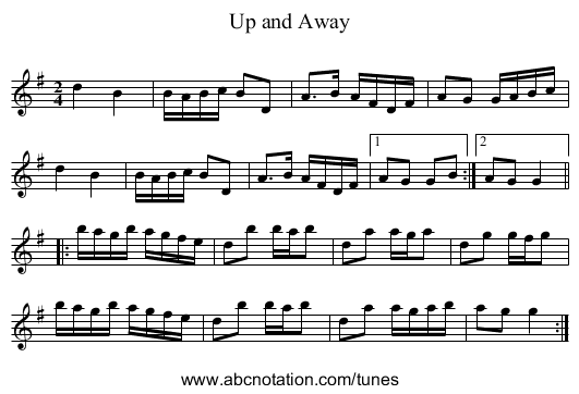 Up and Away - staff notation