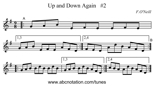 Up and Down Again   #2 - staff notation