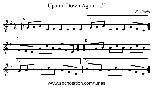 Up and Down Again   #2 - staff notation