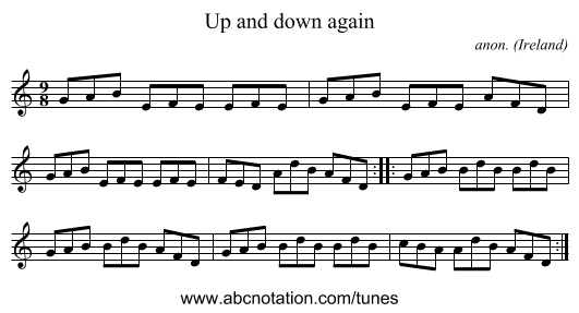 Up and down again - staff notation