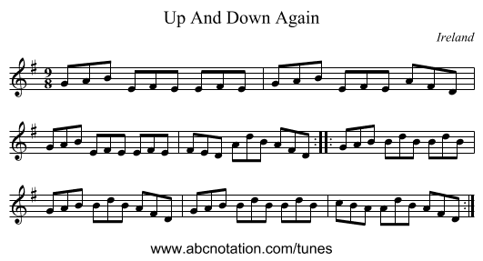 Up And Down Again - staff notation