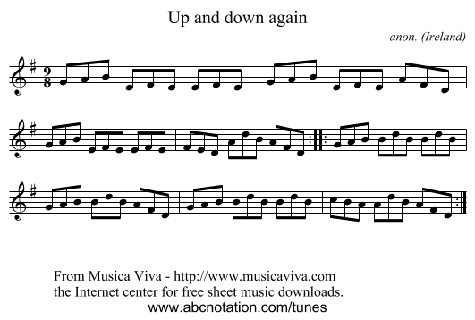 Up and down again - staff notation
