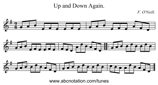 Up and Down Again. - staff notation