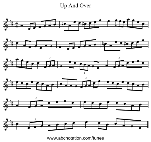 Up And Over - staff notation