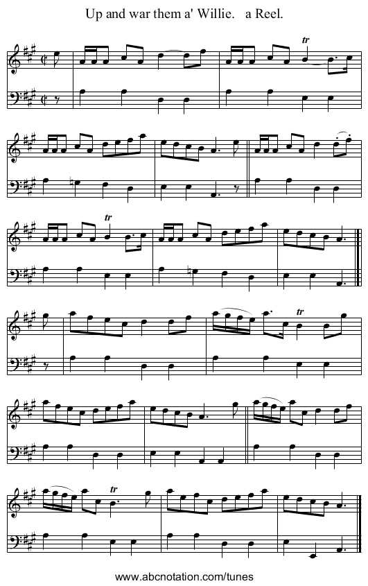 Up and war them a' Willie. a Reel. - staff notation
