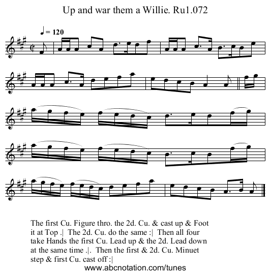 Up and war them a Willie. Ru1.072 - staff notation
