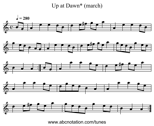 Up at Dawn* (march) - staff notation