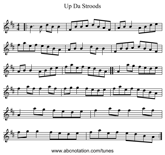 Up Da Stroods - staff notation