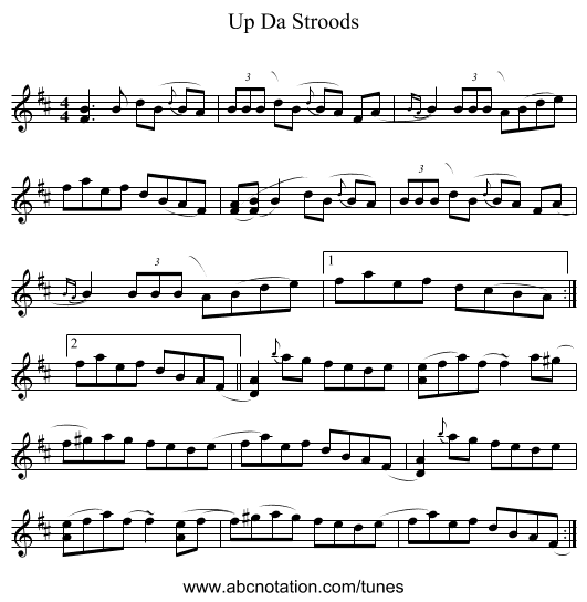 Up Da Stroods - staff notation