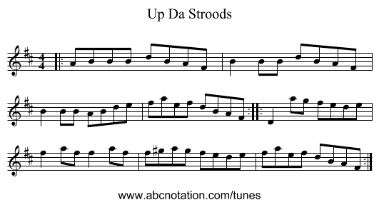 Up Da Stroods - staff notation