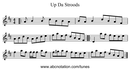Up Da Stroods - staff notation