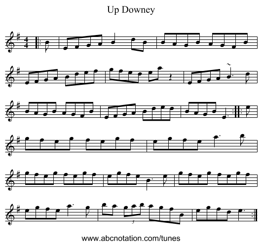 Up Downey - staff notation