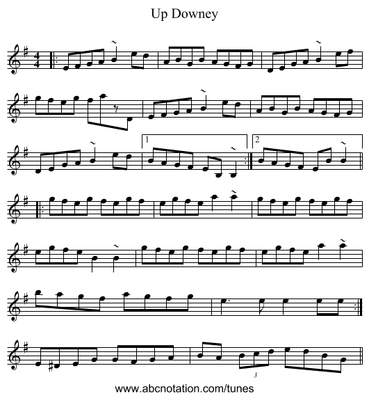 Up Downey - staff notation