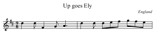 Up goes Ely - staff notation