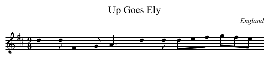 Up Goes Ely - staff notation