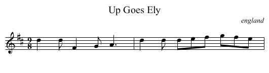 Up Goes Ely - staff notation