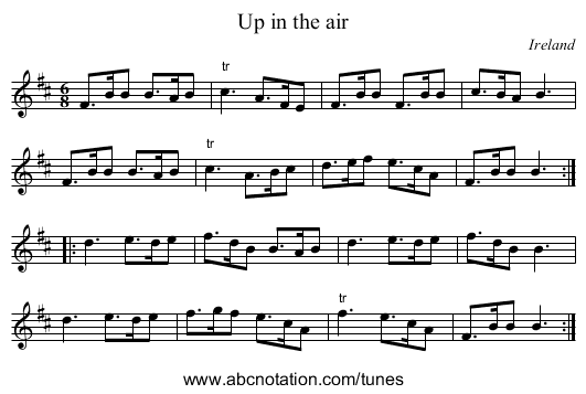 Up in the air - staff notation
