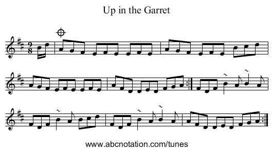 Up in the Garret - staff notation