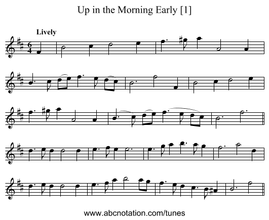 Up in the Morning Early [1] - staff notation