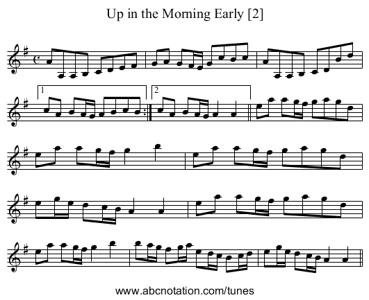 Up in the Morning Early [2] - staff notation
