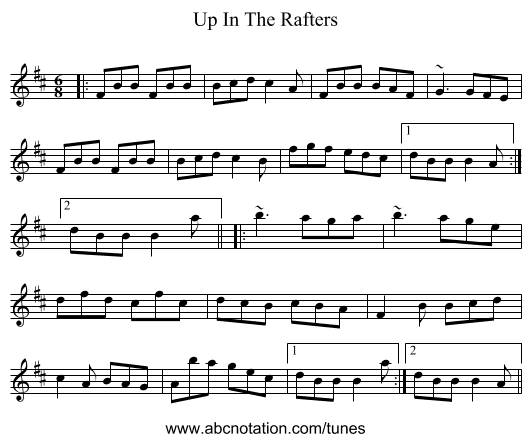 Up In The Rafters - staff notation