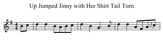 Up Jumped Jinny with Her Shirt Tail Torn - staff notation