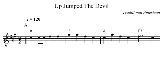 Up Jumped The Devil - staff notation