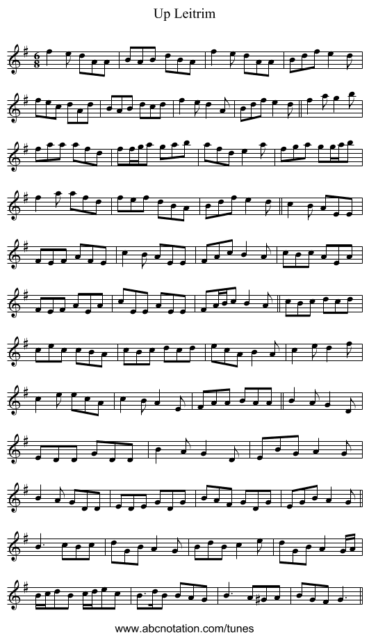 Up Leitrim - staff notation