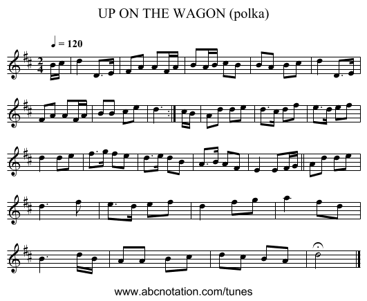 UP ON THE WAGON (polka) - staff notation