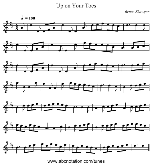 Up on Your Toes - staff notation