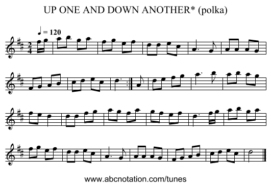 UP ONE AND DOWN ANOTHER* (polka) - staff notation