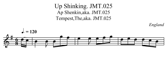 Up Shinking. JMT.025 - staff notation
