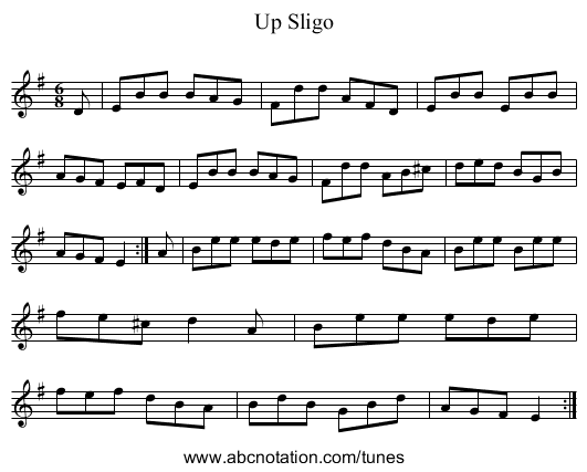 Up Sligo - staff notation